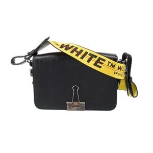 Off-White Binder Clip Flap Crossbody Bag Black